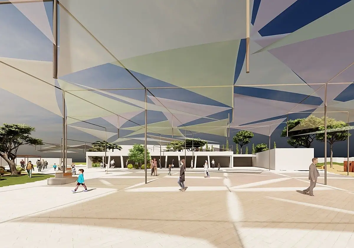 Recreación de cómo quedará la plaza de Margarita Xirgu, junto al Teatro y Anfiteatro Romanos.